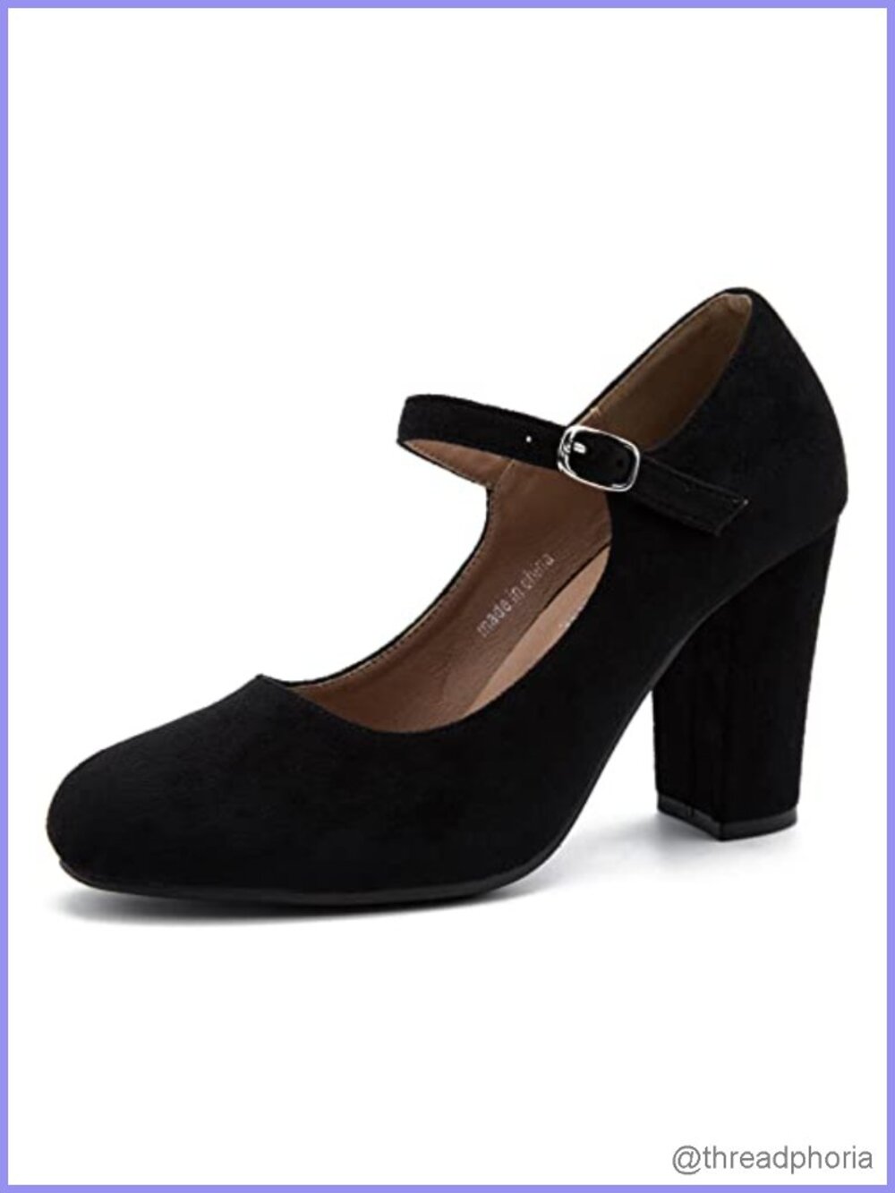 Women's Mary Jane Pumps Closed Round Toe Block Heel Ankle Strap Buckle 3.54 Inch